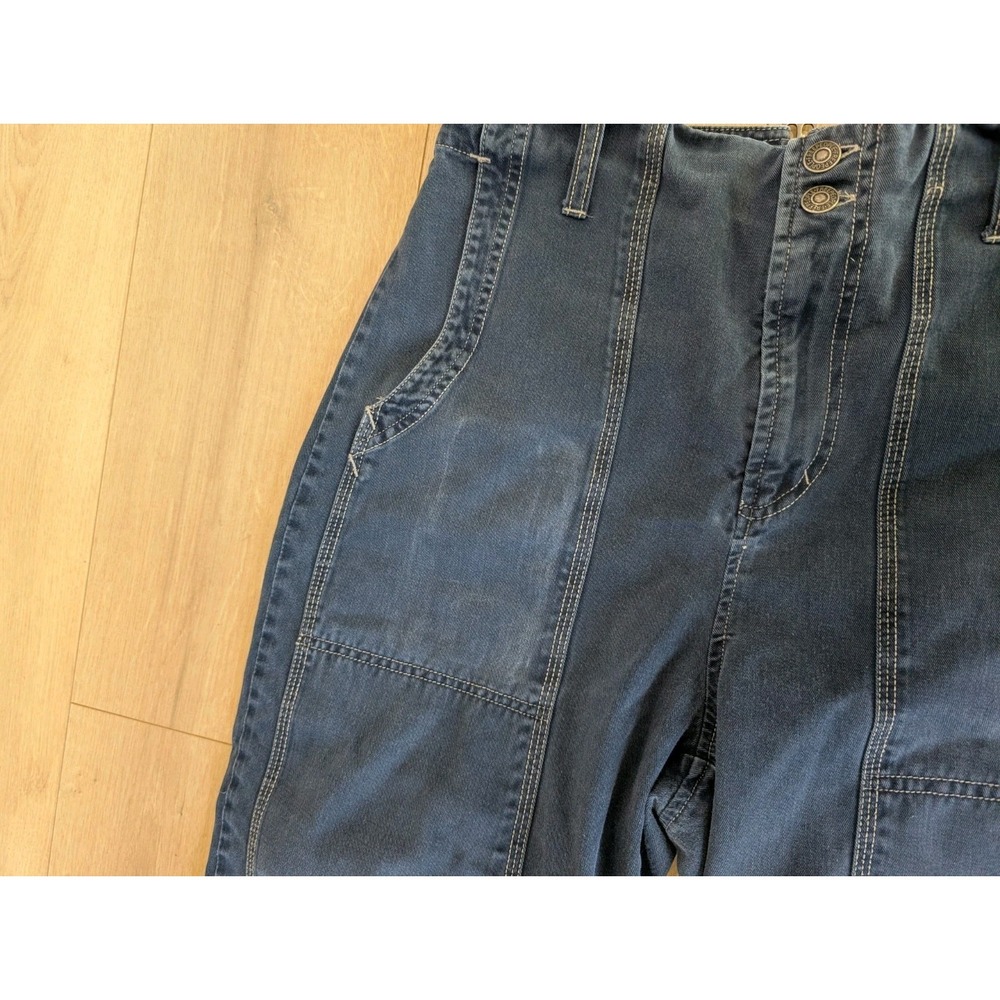 Free people womens 8 blue Sawyer carpenter wide leg crop pant pockets OB1786863 - Picture 5 of 11